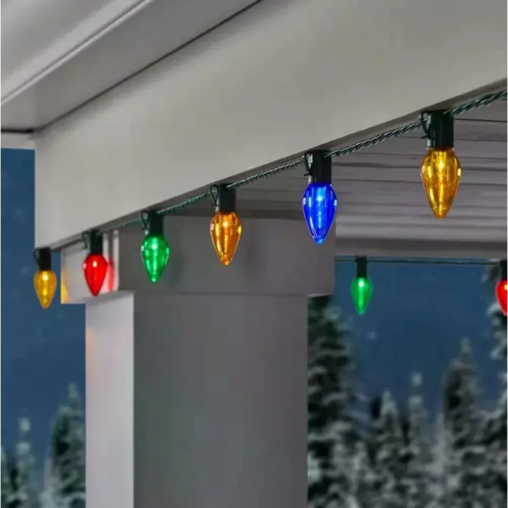 100 Count Multicolor Steady Lit C9 LED Lights Super Bright Home Accents NEW